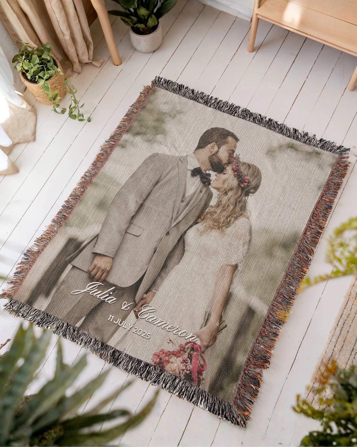 Custom Wedding Photo Woven Blanket