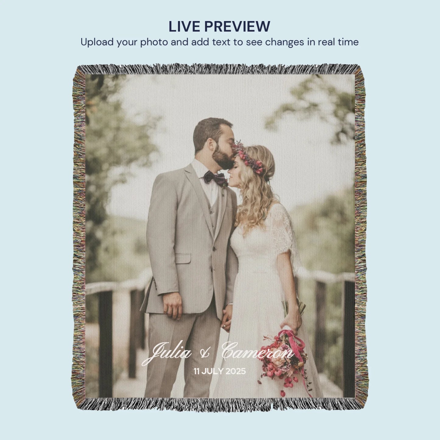 Custom Wedding Photo Woven Blanket